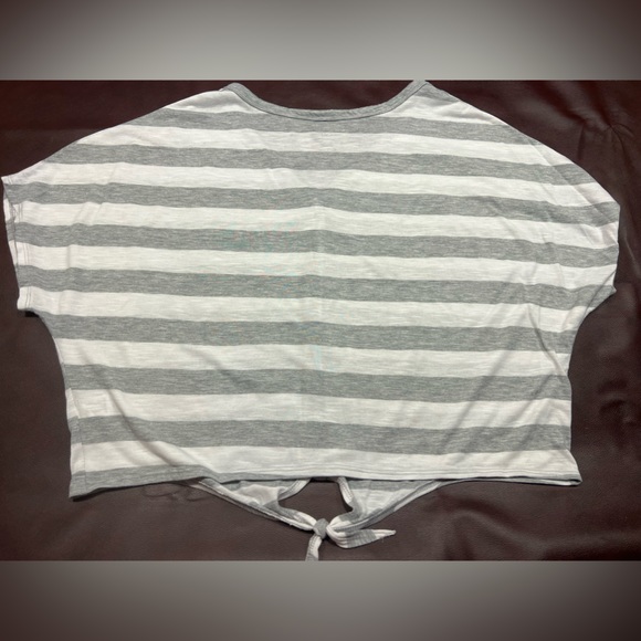 SO Gray Striped Button Down Tie-Front Shirt - Picture 3 of 3